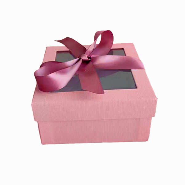 Removable lid rigid gift box with ribbon