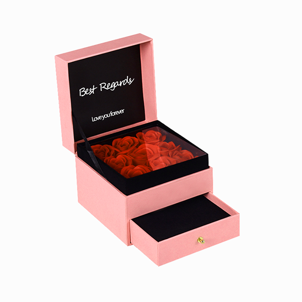 Double layer gift Box with drawer for flower and jewelry packaging