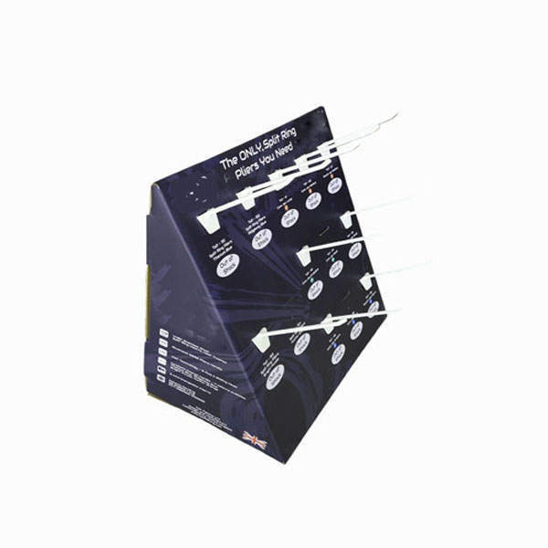 Corrugated counter display stand with hooks