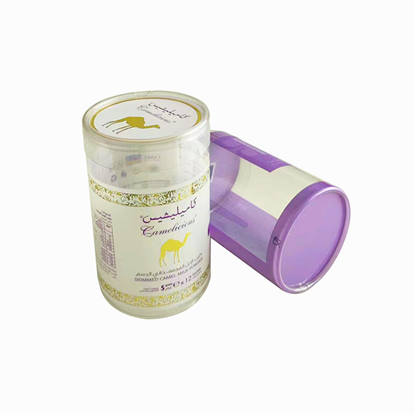 Clear printed round plastic container cylinder packaging box