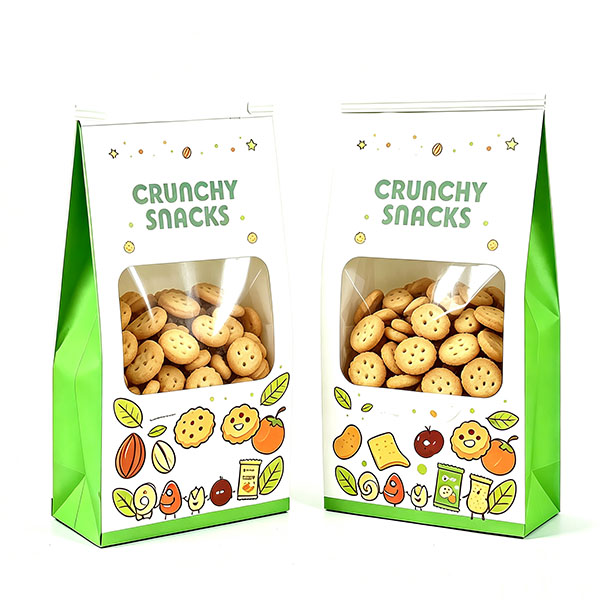 Custom Printed Snack Paper Bag with Clear Window and Wire Tie
